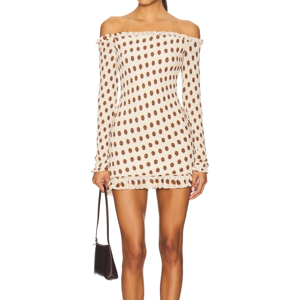 AFRM Peck Dress in Gold Halo Dot